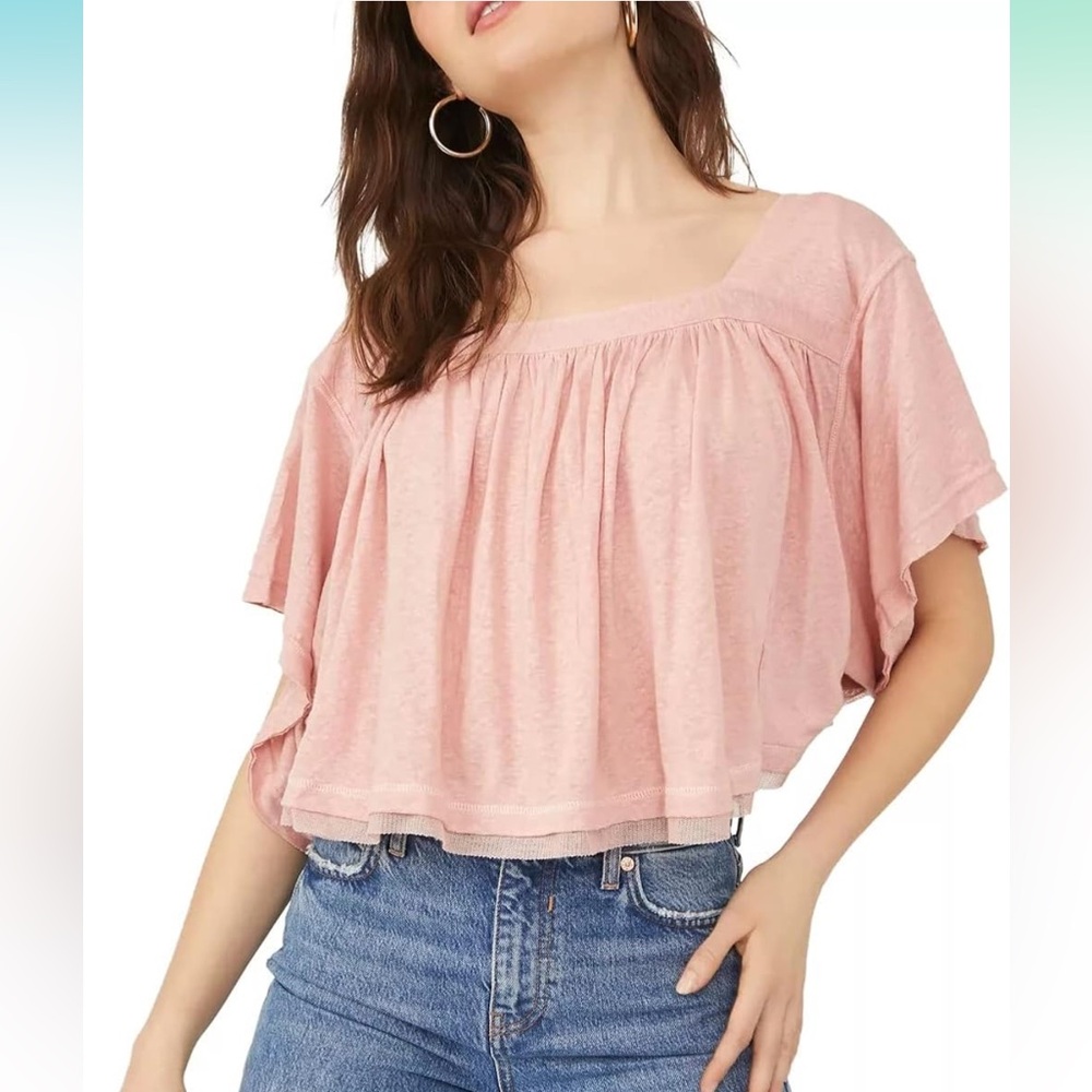 Women's Pink Square Neck Top
